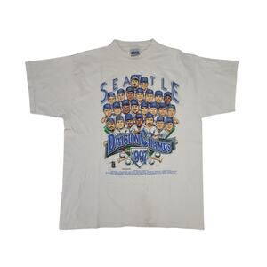 Vintage 1997 Seattle Mariners Division Champs Caricature T-Shirt Sz XL